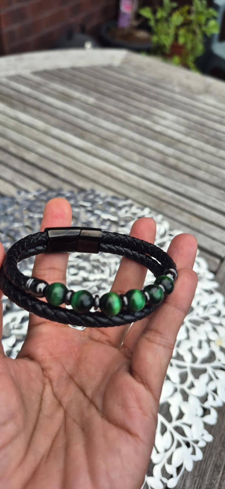 Tiger Eye and Leather Bracelets for Men