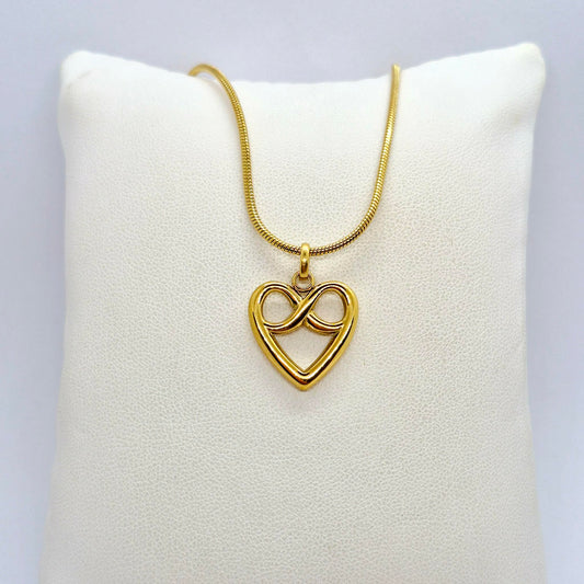 Heart Infinity Pendant Necklace in Gold Platted Stainless Steel
