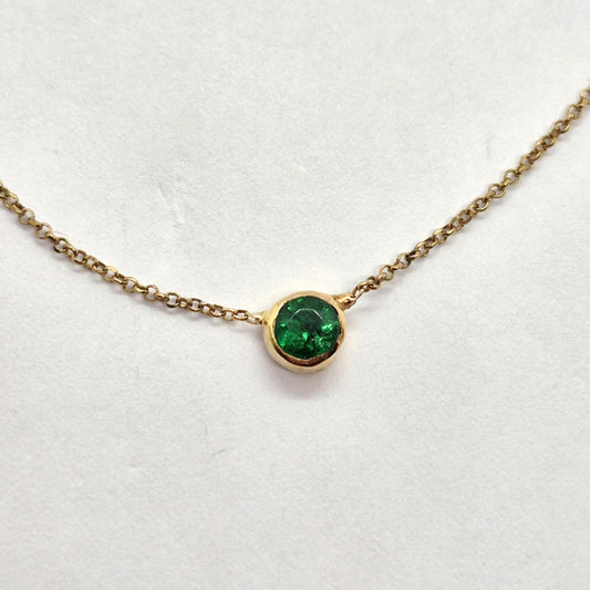 Natural 0,3ct Emerald Choker Necklace in 18K Gold Made in Belgium