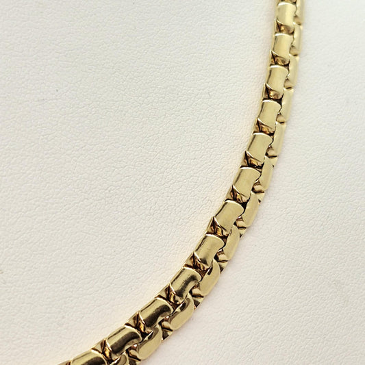 Gold Platted Stainless Steel Flat Chain Necklace Choker