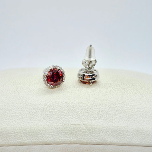 Red Moissanite 1ct Earrings in Sterling Silver