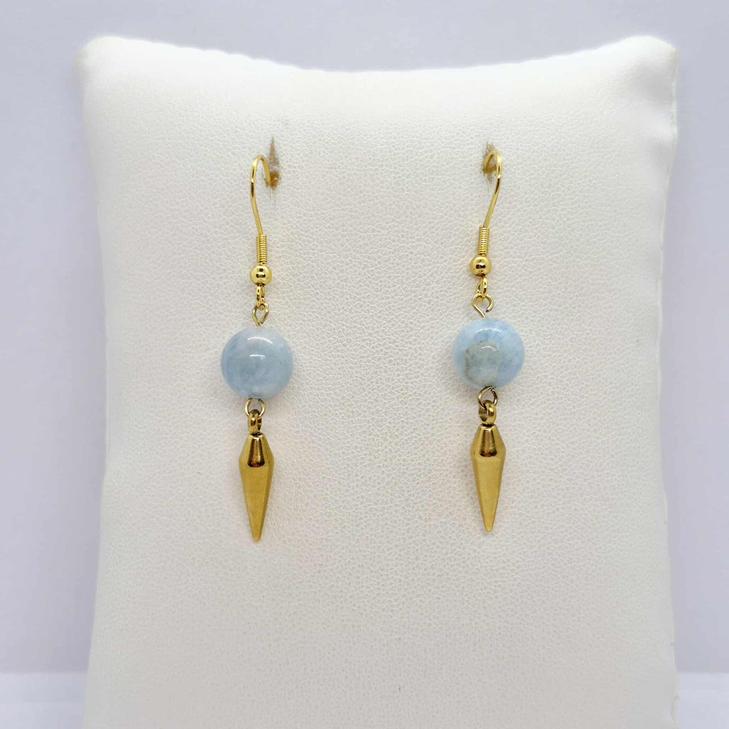 Natural Aquamarine Dangle Earrings in Gold Plated Stainless Steel