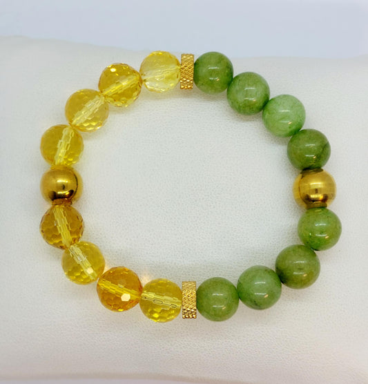 Natural Peridot and Citrine Bracelet with 10mm Stones