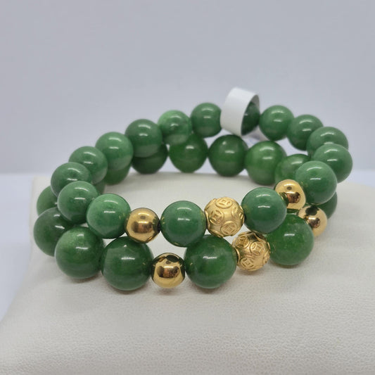 Natural Chinese Jade Bracelet in 10 and 12m Stones (Copy)