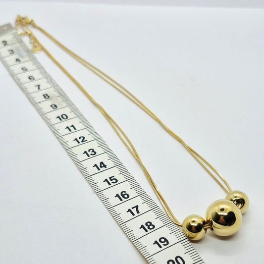 3 Balls Pendant Necklace in Stainless Steel Gold Plated