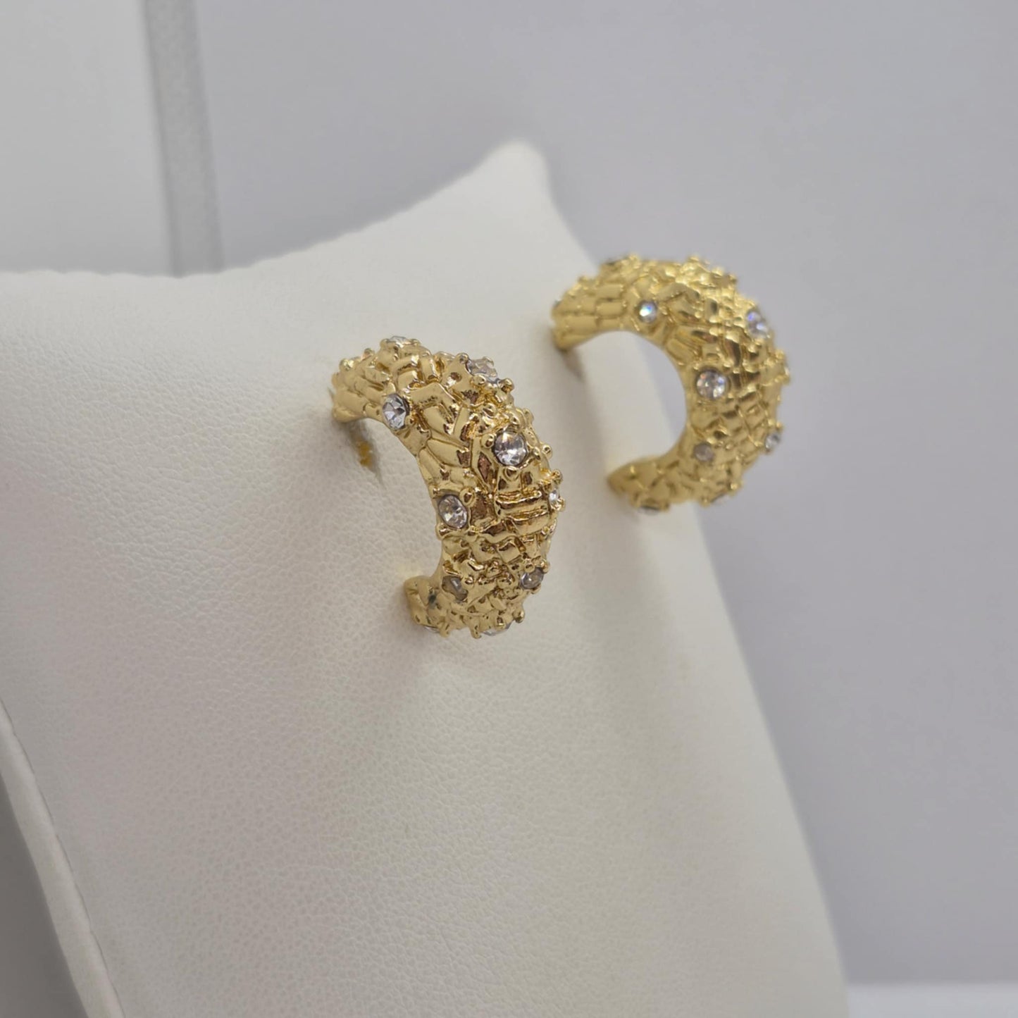 Large Half Hoop Earrings in Gold Plated Stainless Steel