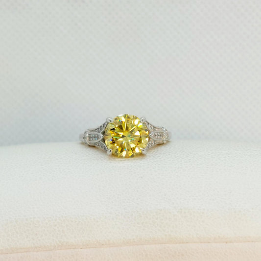 3ct Yellow Moissanite Diamond Ring in Sterling Silver