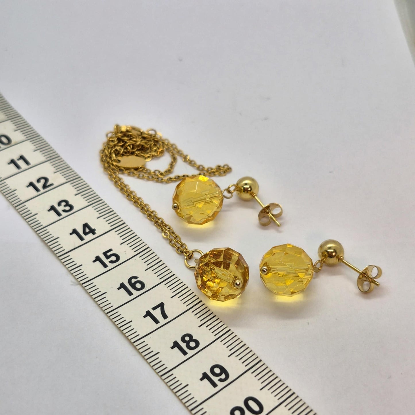Natural Citrine Set with 12mm stones in Stainless Steel