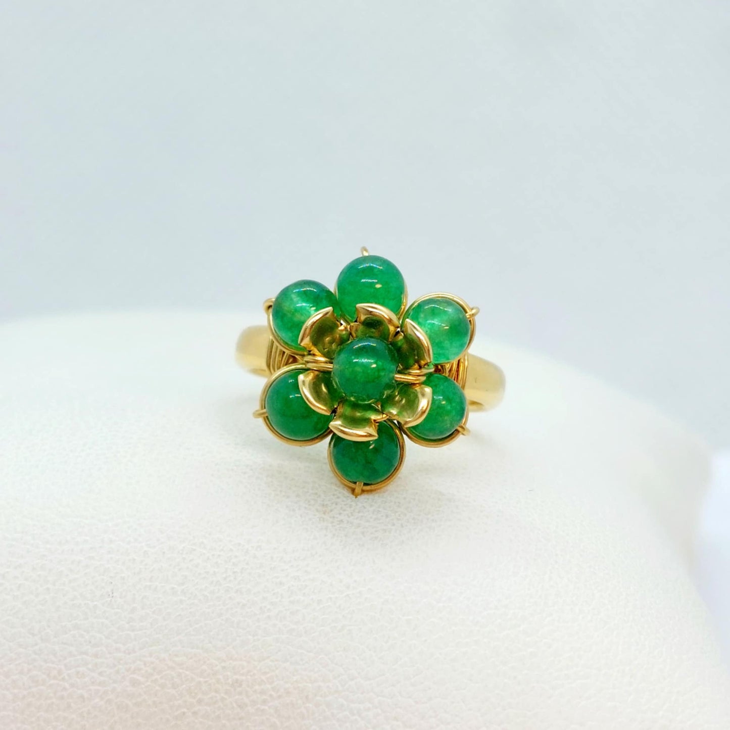 Natural Hetian Jade Ring in 10K Gold