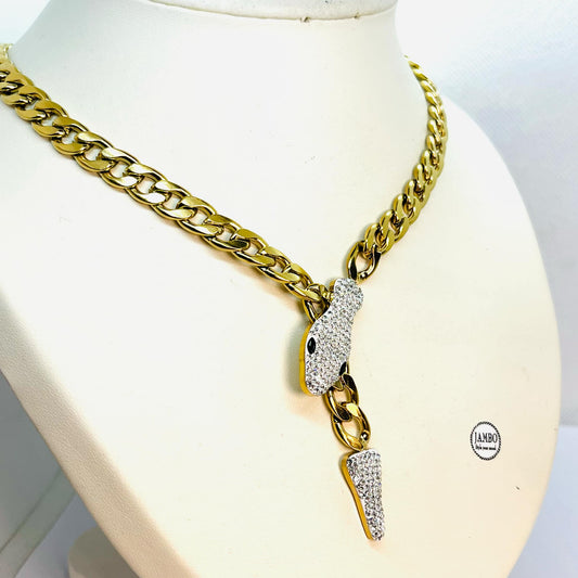 Snake Necklace Chain in Gold Plated Stainless Steel