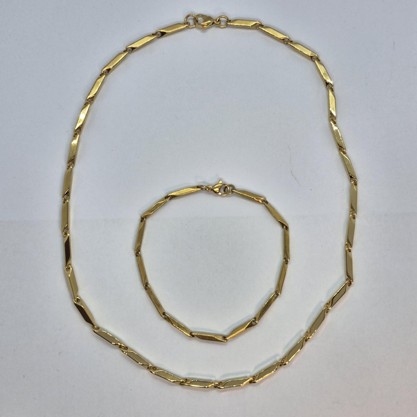 Gold Platted Stainless Steel Choker Necklace and Bracelet Set