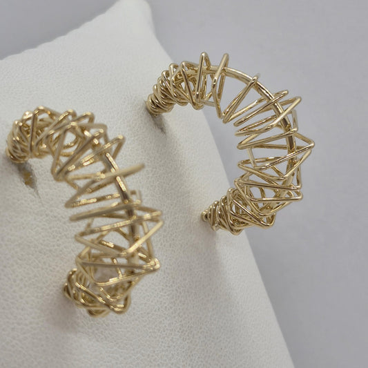 Large Half Hoop Earrings in Gold Plated Stainless Steel