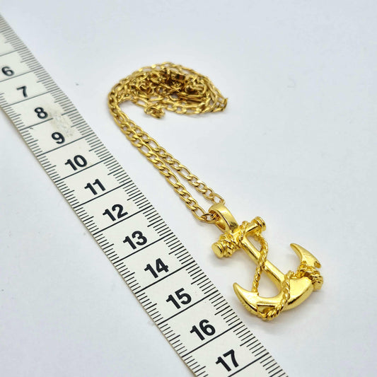 Anchor Pendant in Gold Plated Stainless Steel with Chain Necklace