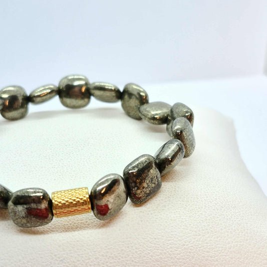 Natural Grey Pyrite Bracelet in 10mm Stones