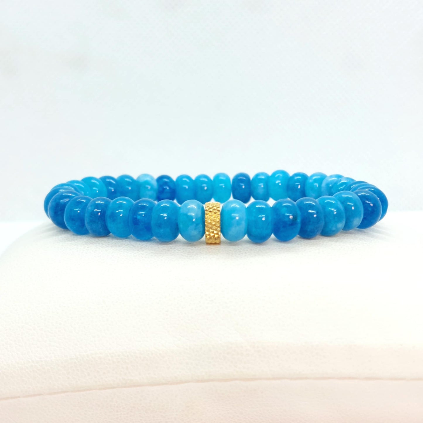 Natural Blue Apatite Bracelet with 8x5mm Stones