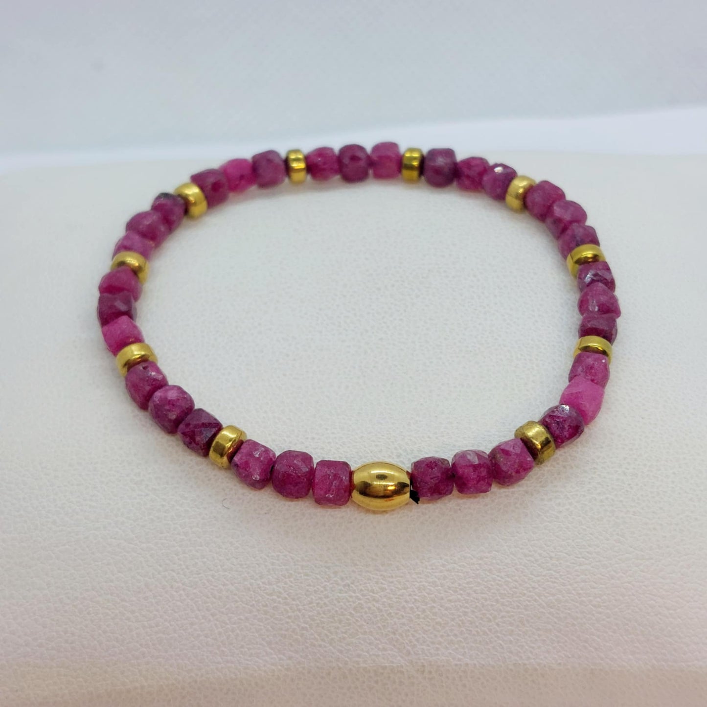 Natural Ruby Stone Bracelet with 4mm Stones