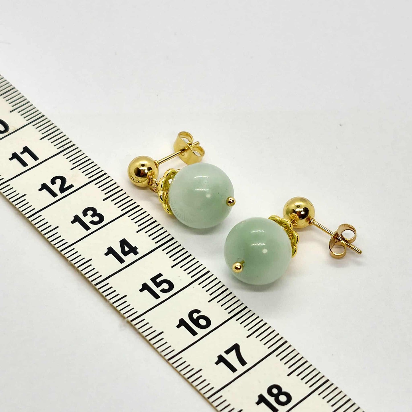 Natural Burmese Jade Dangle Earrings in Gold Plated Stainless Steel (Copy)