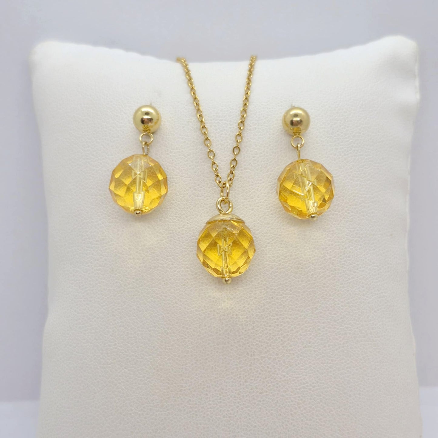 Natural Citrine Set with 12mm stones in Stainless Steel