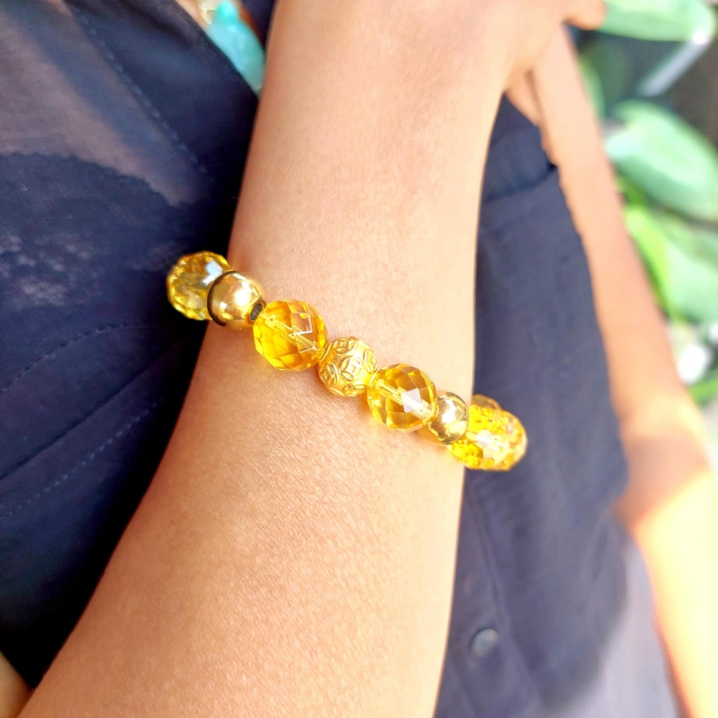 Natural Faceted Citrine Bracelet with 12mm Stones