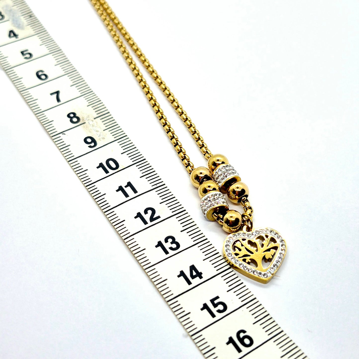 Heart with Tree of Life Necklace in Gold Platted Stainless Steel