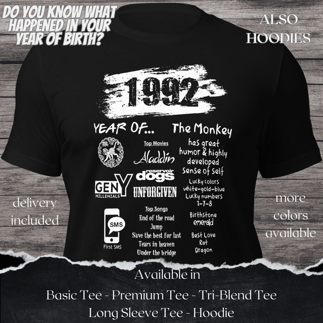 1992 TShirt and Hoodie is a Creative Graphic design for Men and Women born in this year