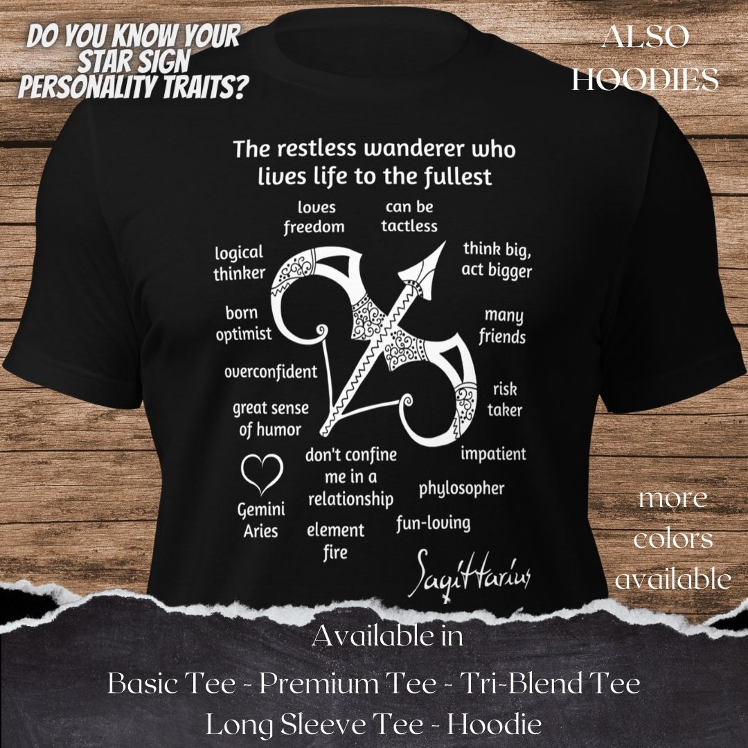 Sagittarius Star Sign Personality Traits TShirt and Hoodie for Men and Women