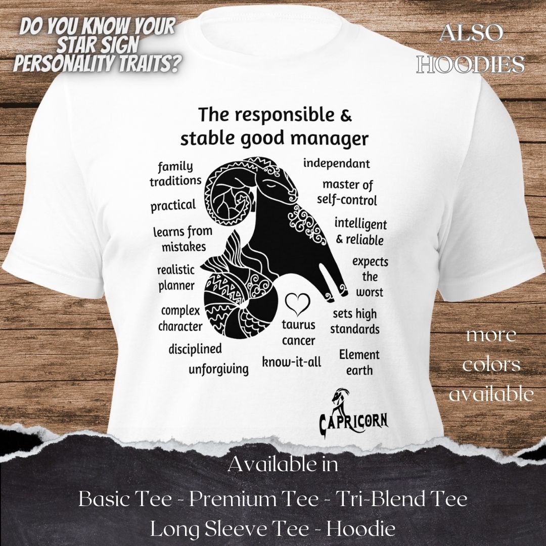 Capricorn Star Sign Personality Traits TShirt and Hoodie for Men and Women