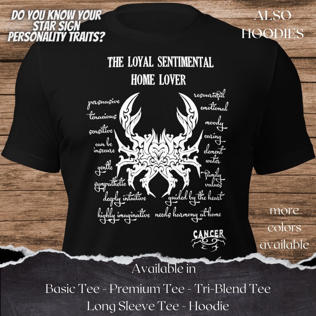 Cancer Star Sign Personality Traits TShirt and Hoodie for Men and Women