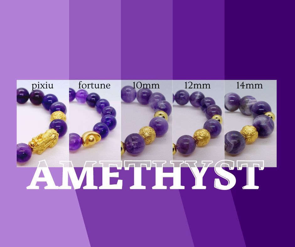 Natural Amethyst Bracelet in 10-12-14 mm Stones