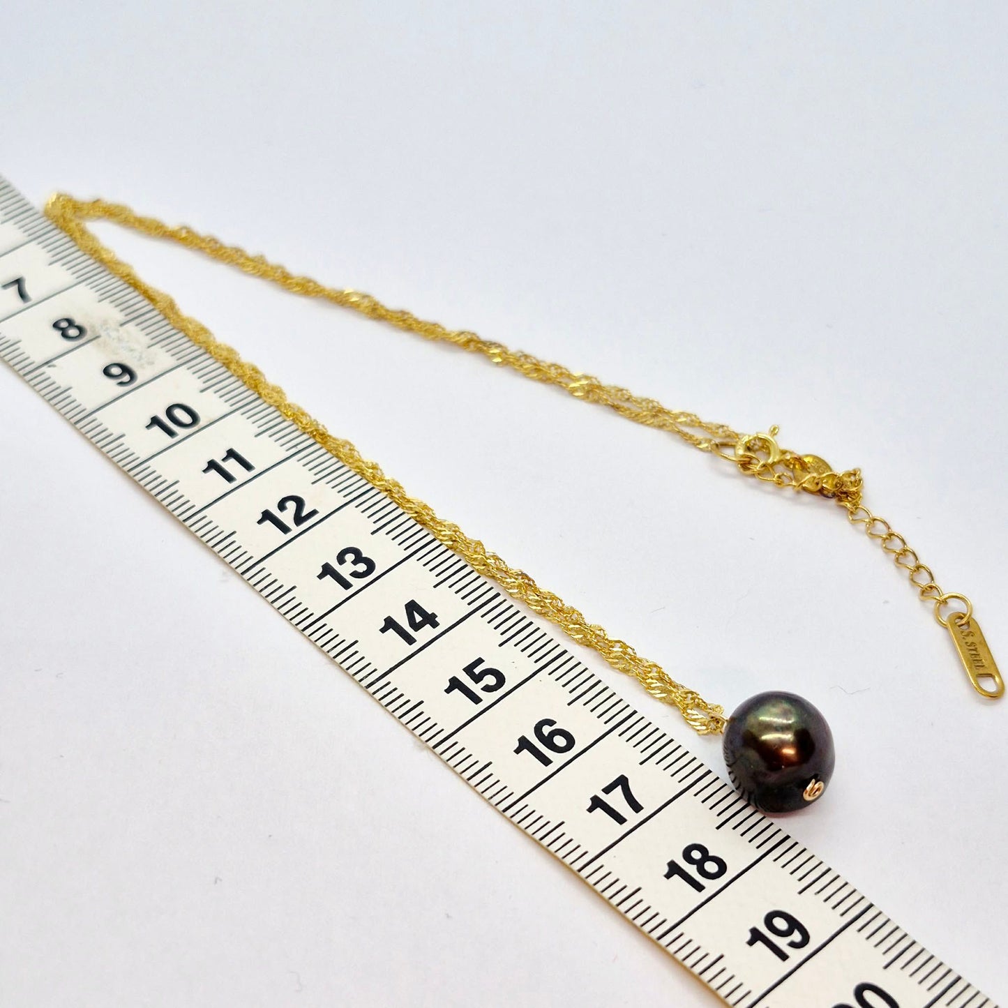 Natural Peacock Pearl Pendant with Gold Plated Stainless Steel Chain Necklace