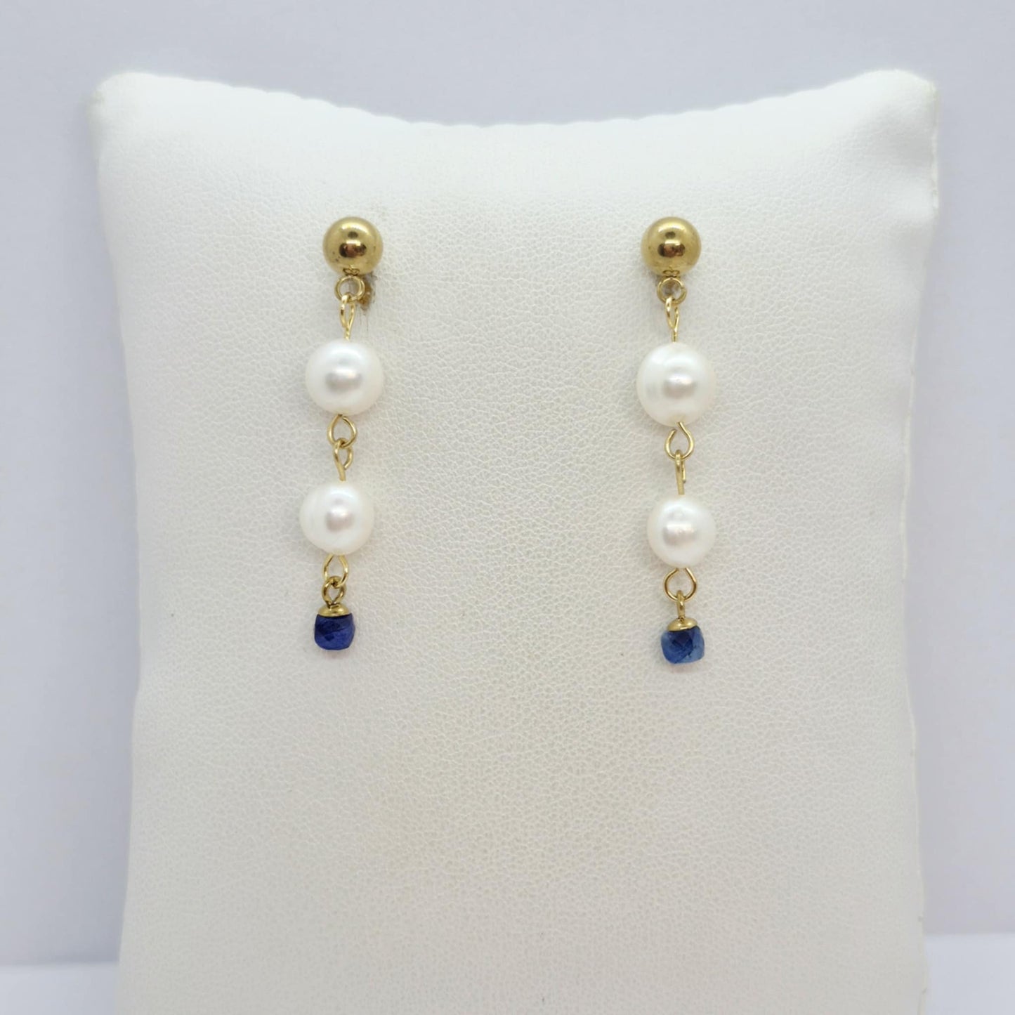 Natural Pearl Dangle Earrings in Gold Plated Stainless Steel