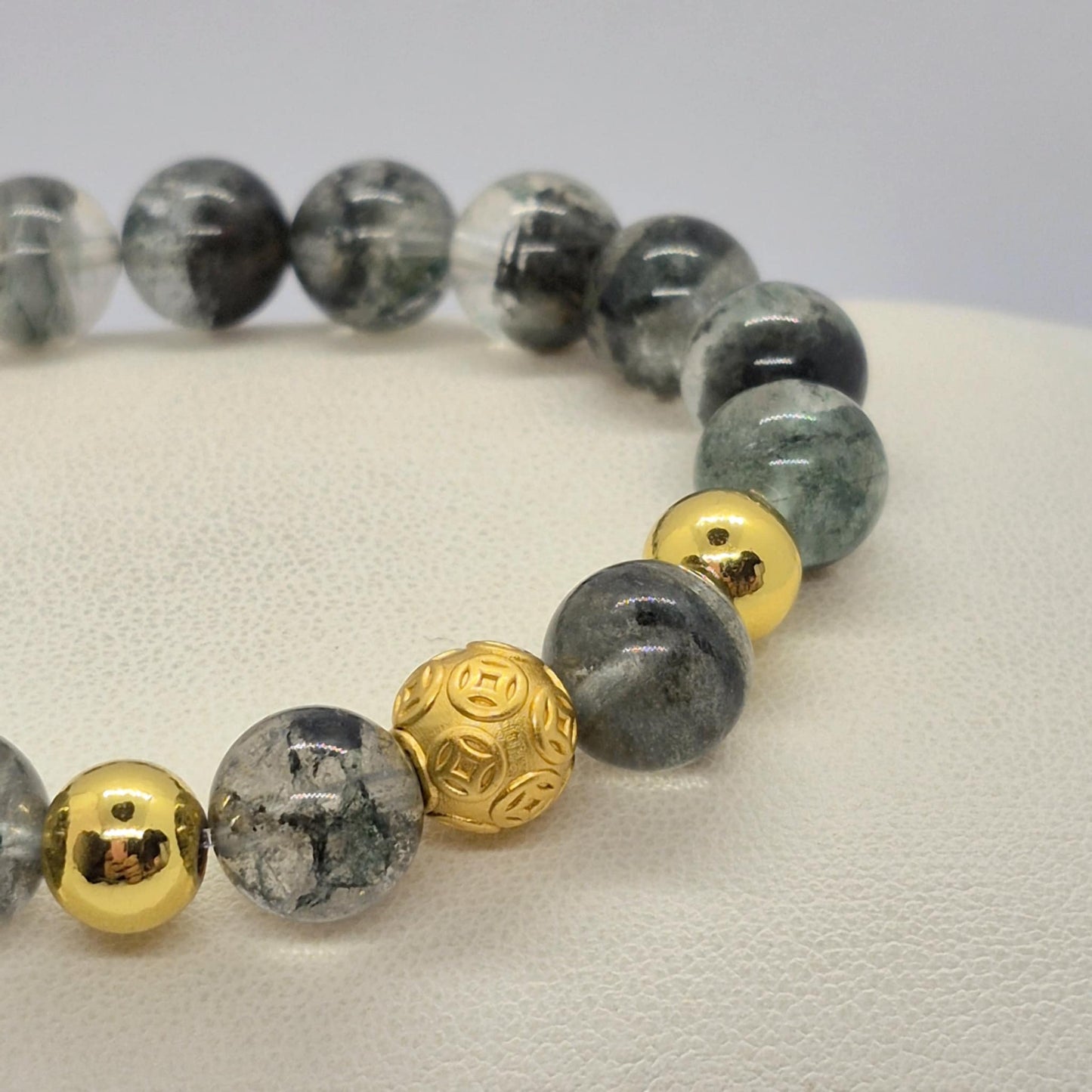 Natural Green Phantom Brazilian Quartz Bracelet in 10mm Stones