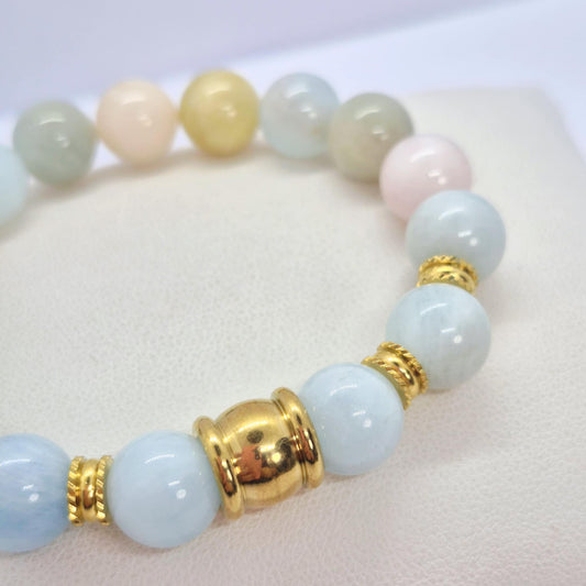 Natural Beryl Morganite Bracelet in 10mm Stones