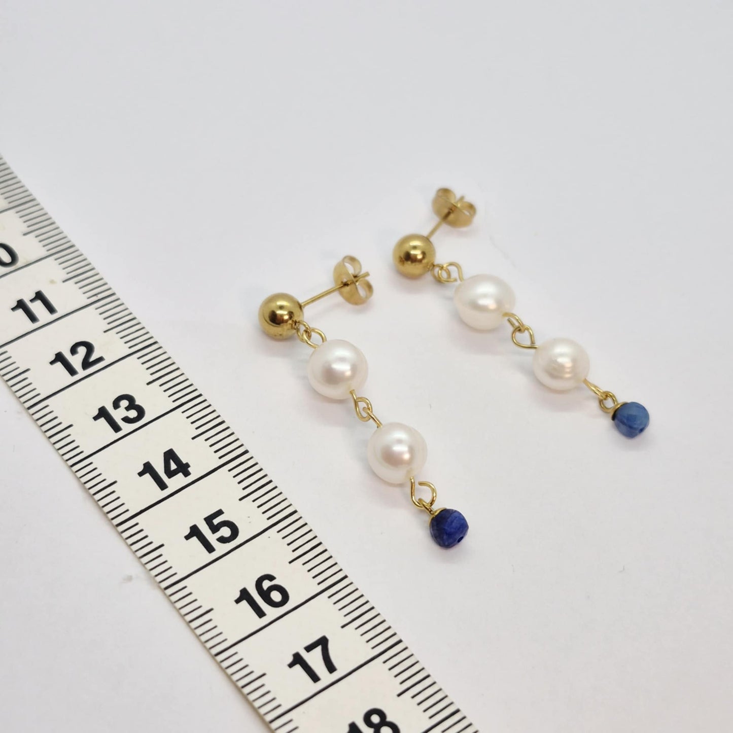 Natural Pearl Dangle Earrings in Gold Plated Stainless Steel