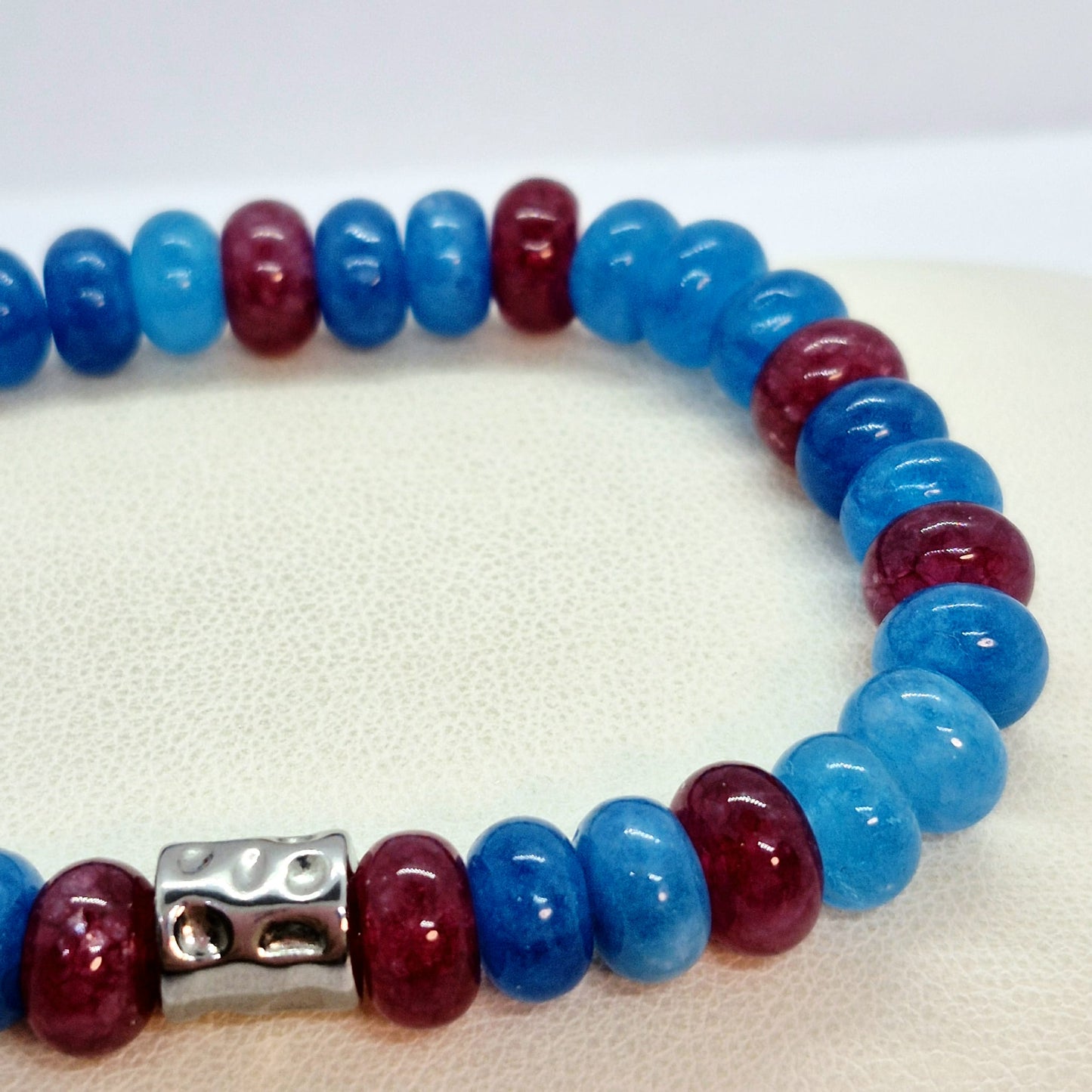 Natural Apatite and Garnet Bracelet in 8mm Cylinder Stones
