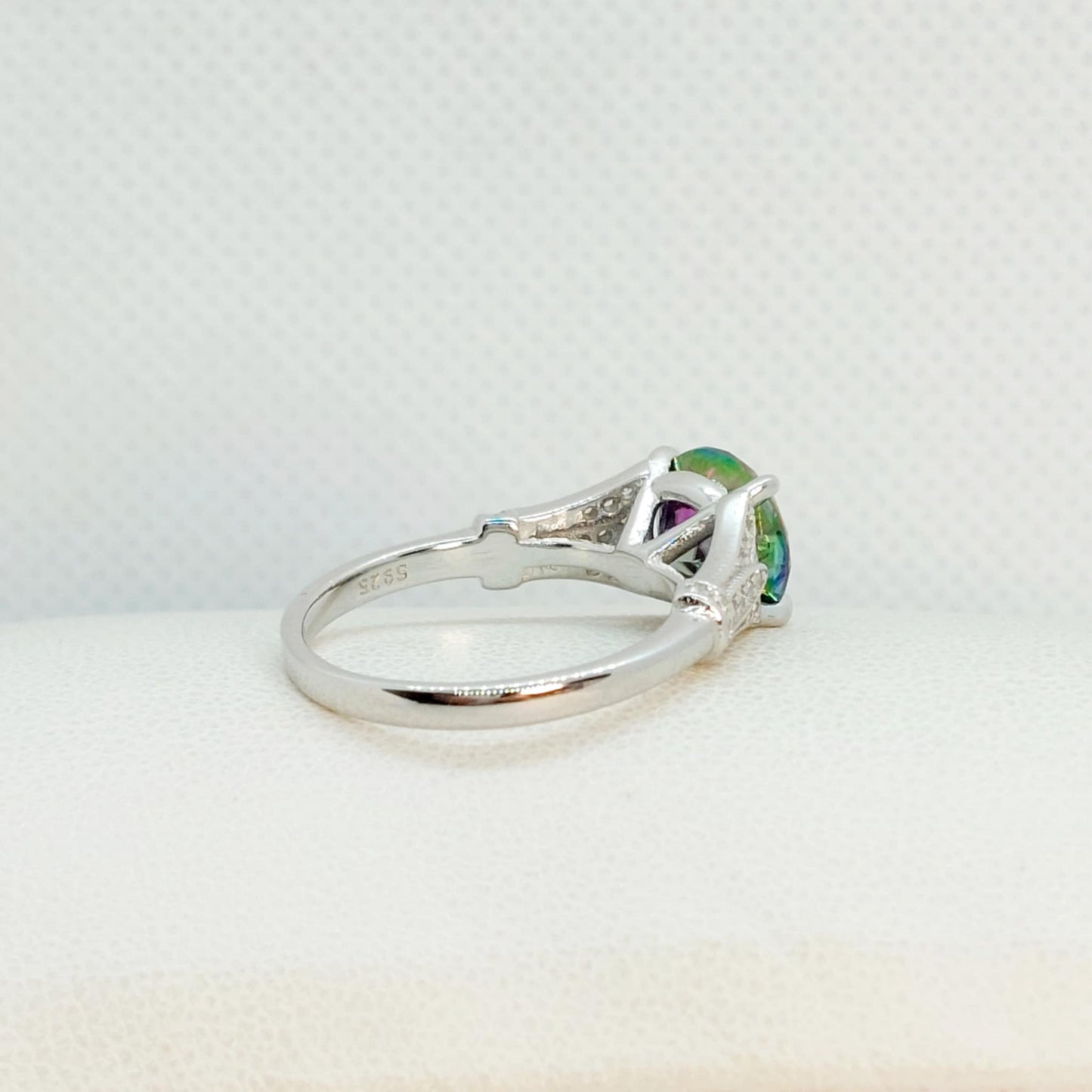 3ct Dark Green Moissanite Diamond Ring in Sterling Silver