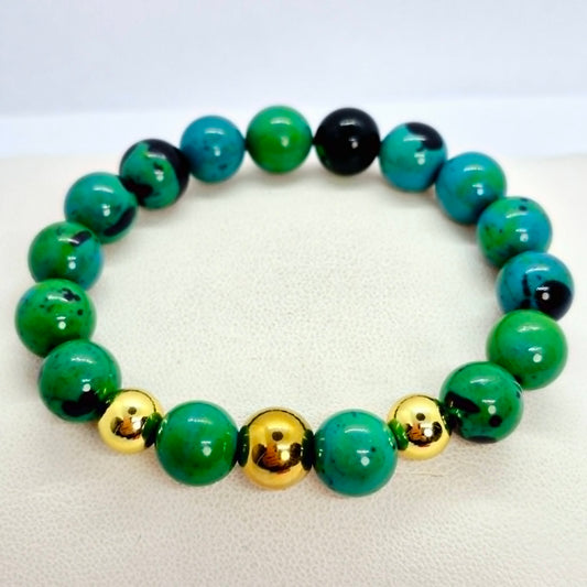 Natural Chrysocolla Bracelet with 10mm Stones