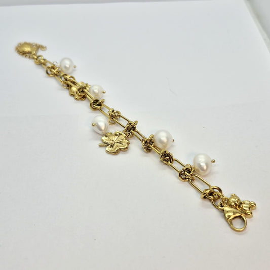 Natural Stone Bracelet with Pearls 11mm Stones