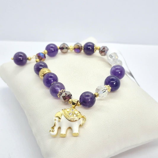 Natural Amethyst Charm Bracelet in 8-10mm Stones