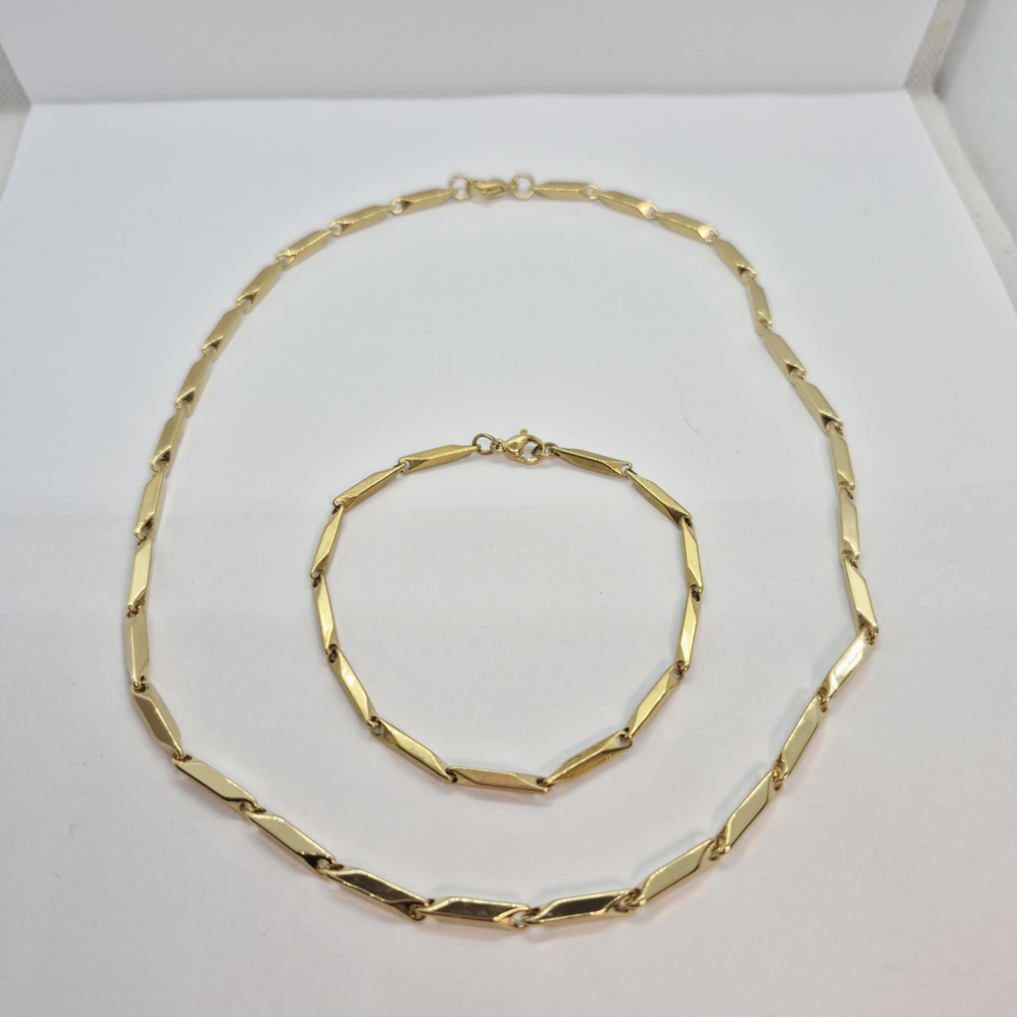 Gold Platted Stainless Steel Choker Necklace and Bracelet Set