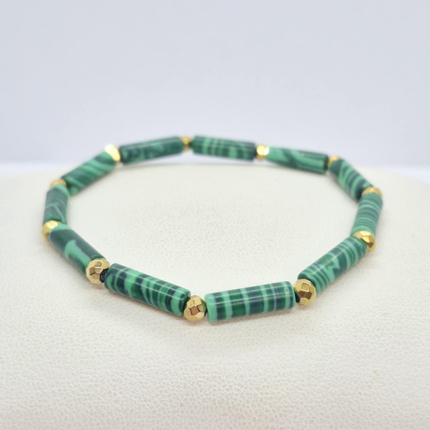 Natural Malachite Bracelet in 4x10mm Stones
