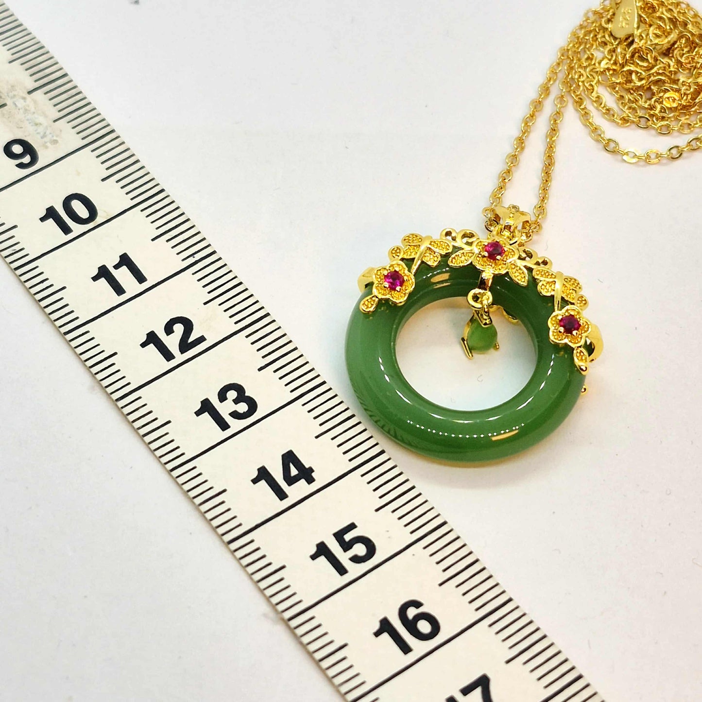 Natural Hetian Jade Pendant Silver Plated with Chain Necklace