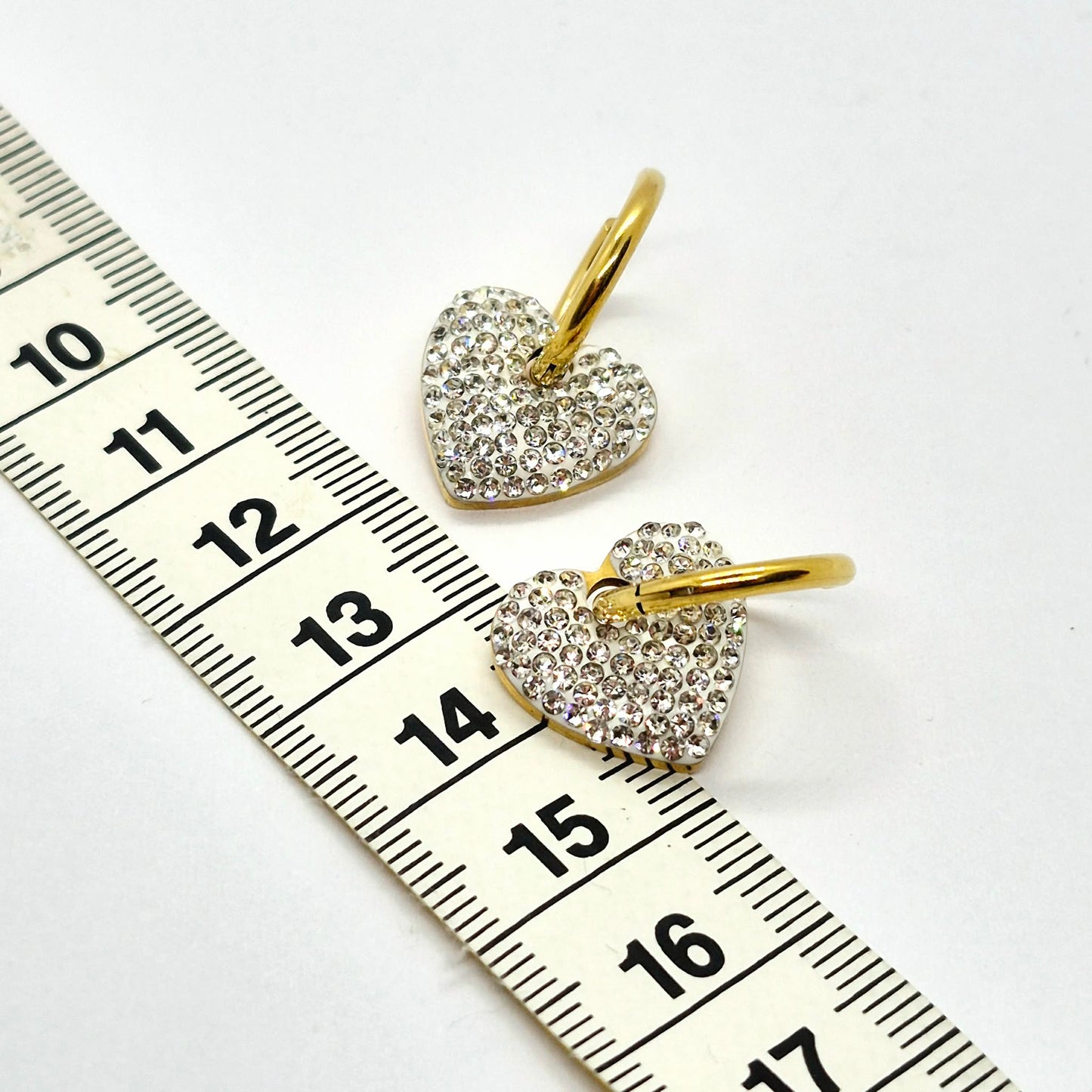 Zircon Heart Hoop Earrings in Stainless Steel Gold Plated