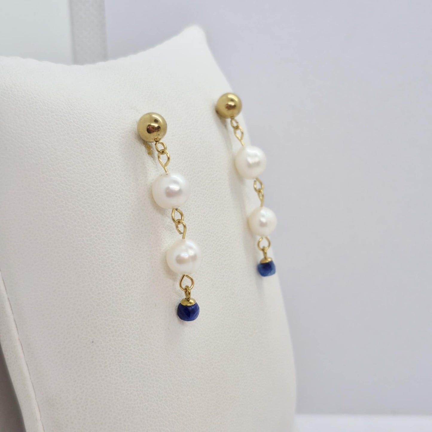 Natural Pearl Dangle Earrings in Gold Plated Stainless Steel