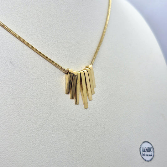 Geometric Pendant in Gold Plated Stainless Steel with Chain Necklace