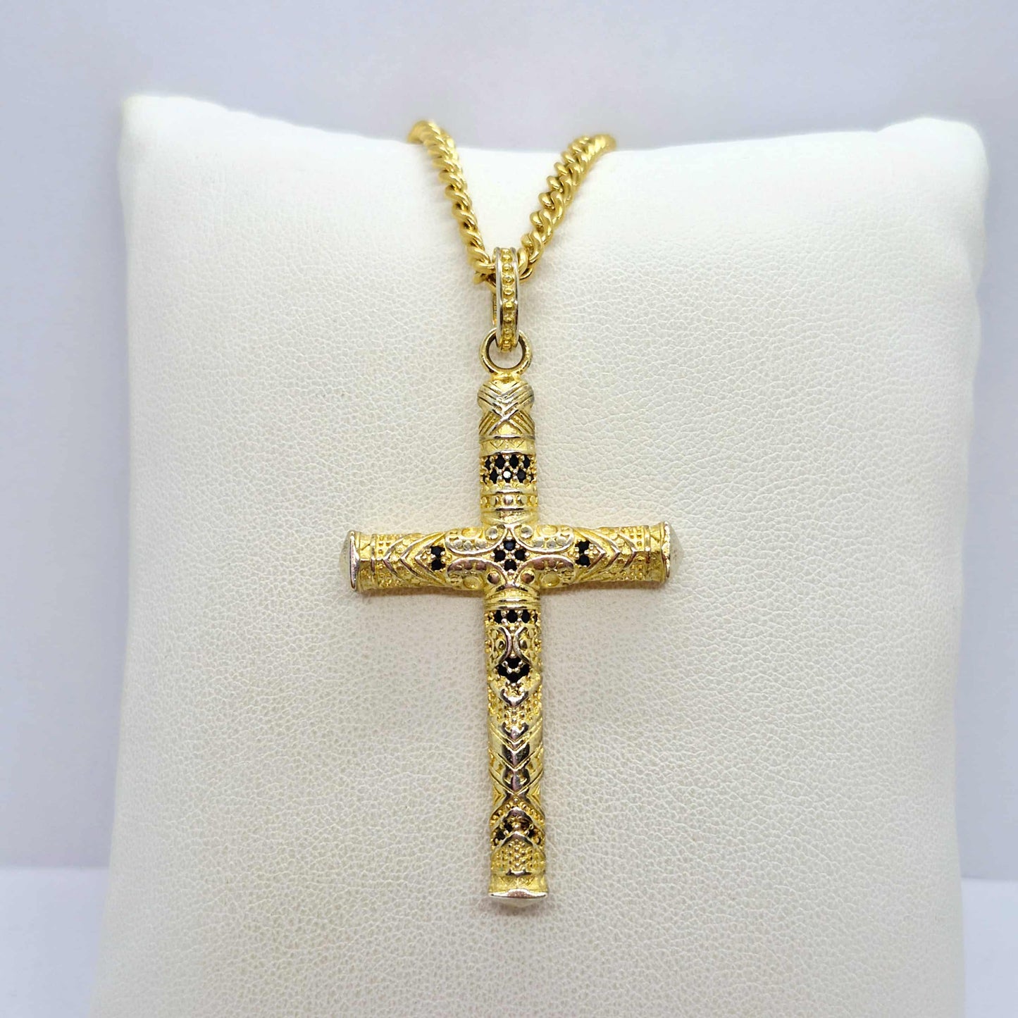 Cross Pendant in Gold Plated Sterling Silver with Stainless steel Chain Necklace