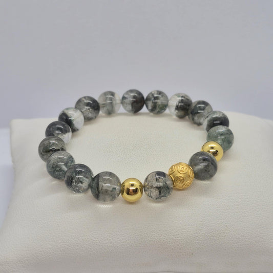 Natural Green Phantom Brazilian Quartz Bracelet in 10mm Stones