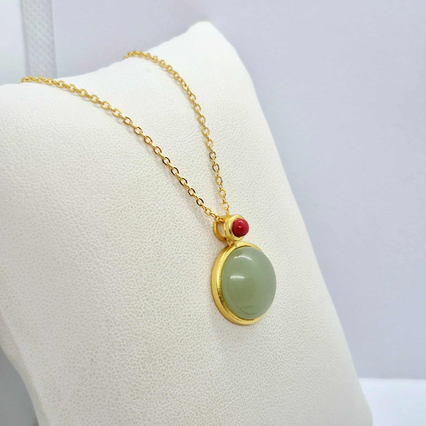 Natural Hetian Jade Pendant Silver Plated with Chain Necklace