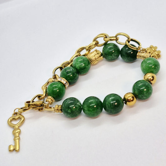 Natural Chinese Jade Bracelet in 12mm Stones