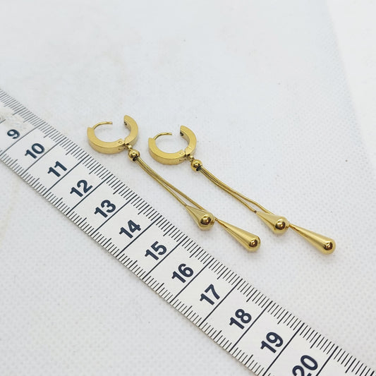Dangle Raindrop Earrings in Gold Plated Stainless Steel
